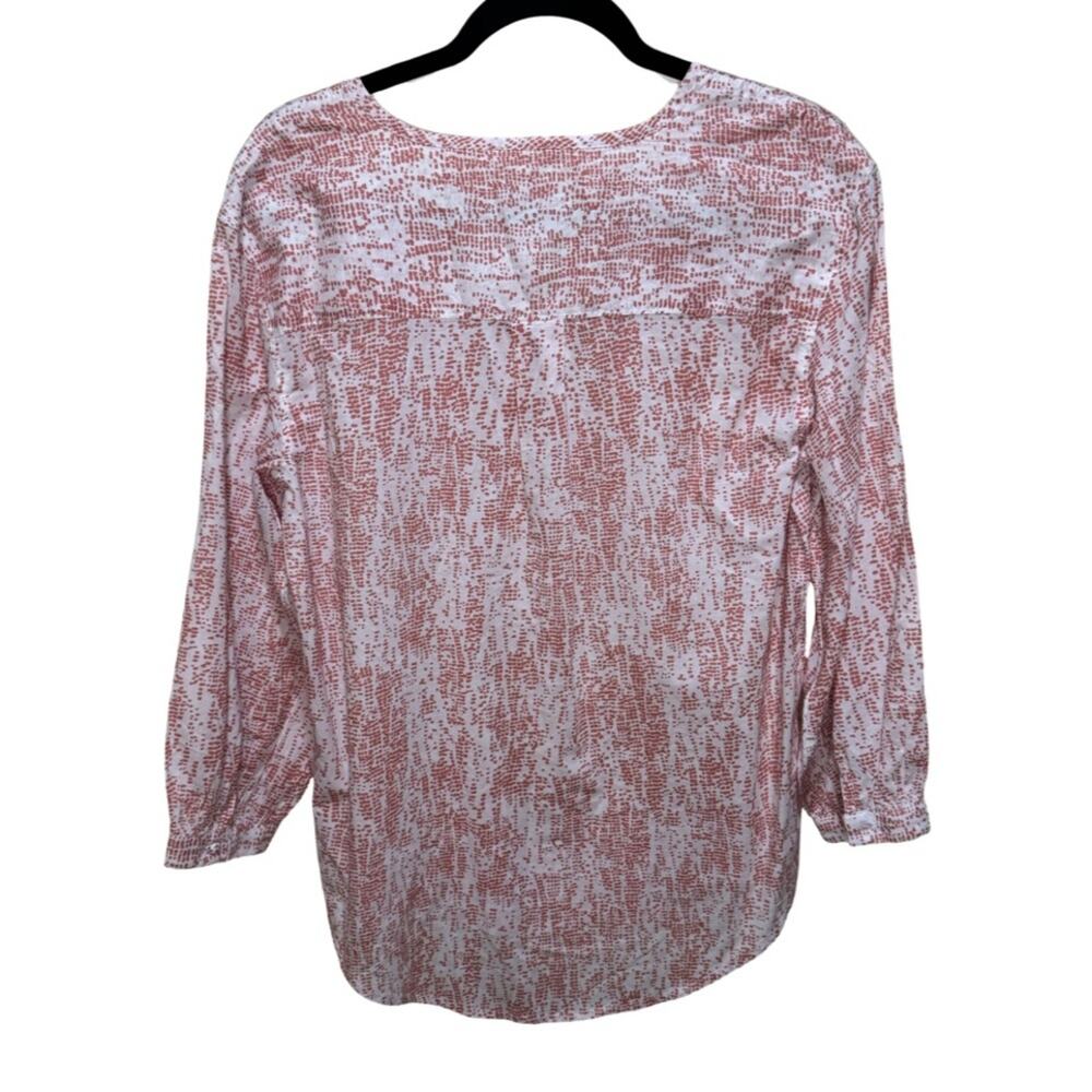 Caslon White & Pink Desert Texture Peasant Top Size S - Picture 5 of 6